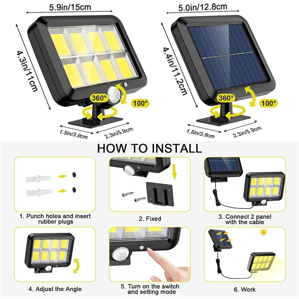 Lámpara Solar de Pared 160LED: Brillantez Soberbia y Protección Elegante