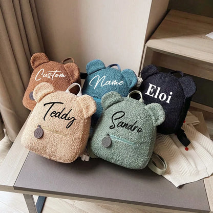 Personalised Bear Backpacks Custom Name Portable Children Travel Shopping Rucksacks Women's Cute Bear Shaped Shoulder Backpack