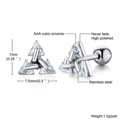 Pendientes de Circonita Triangulares de Acero Inoxidable