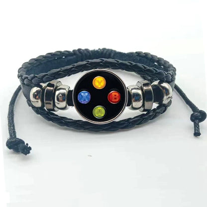 Pulsera de Cuero con Patrón de Controlador de Videojuegos - Diseño Moderno Unisex