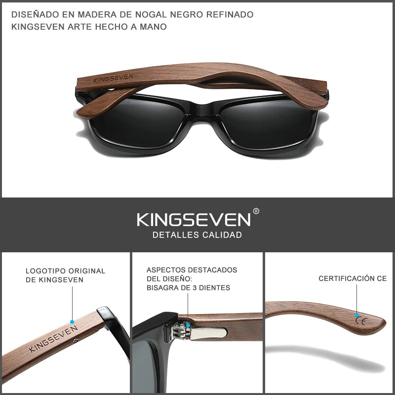 Gafas de Sol de Madera KINGSEVEN: ¡Estilo Natural y Protección UV! 🌿🔥