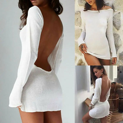 Vestido Blanco de Fiesta de Alta Costura con Espalda Descubierta 🌟