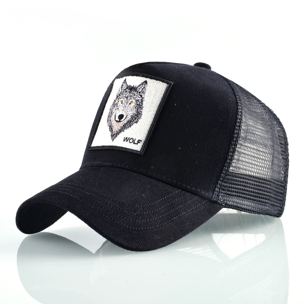 Gorra de Béisbol Bordada de Lobo Hip Hop Unisex