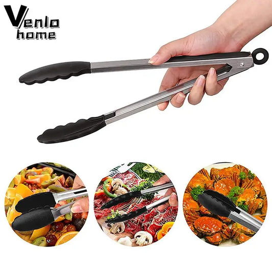 Pinzas de Cocina de Silicona Venlohome BBQ en Acero Inoxidable - Pack de 2 🍳