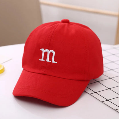 Gorra de Béisbol Infantil con Letra "M" Bordada - Protección Solar y Ajustable para Niños de 1-15 Años