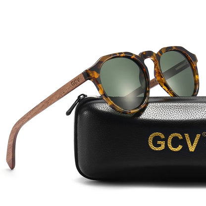 GCV Walnussholz-Sonnenbrille im Schildpatt-Stil wertet Ihren Look auf! 🌟