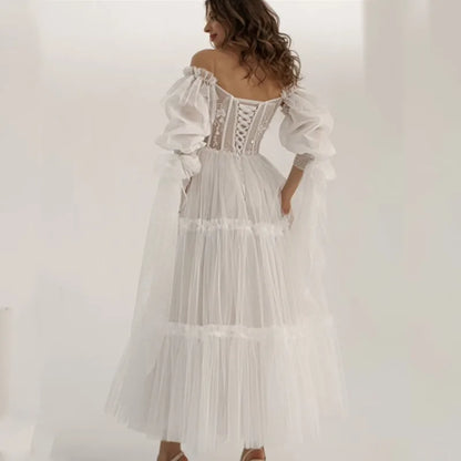 Vestido de Novia Midi de Encaje DIDEYTTAWL: Elegancia Atemporal 🌟