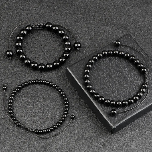 Pulsera de Ónix Negro Hecha a Mano con Cuentas Naturales