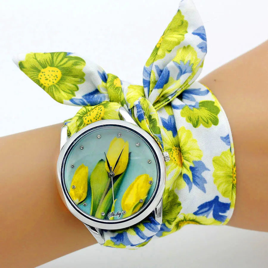 Reloj de Tela de Flores SHSBY - Elegancia Floral Excepcional