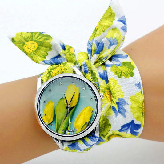 Reloj de Tela de Flores SHSBY - Elegancia Floral Excepcional