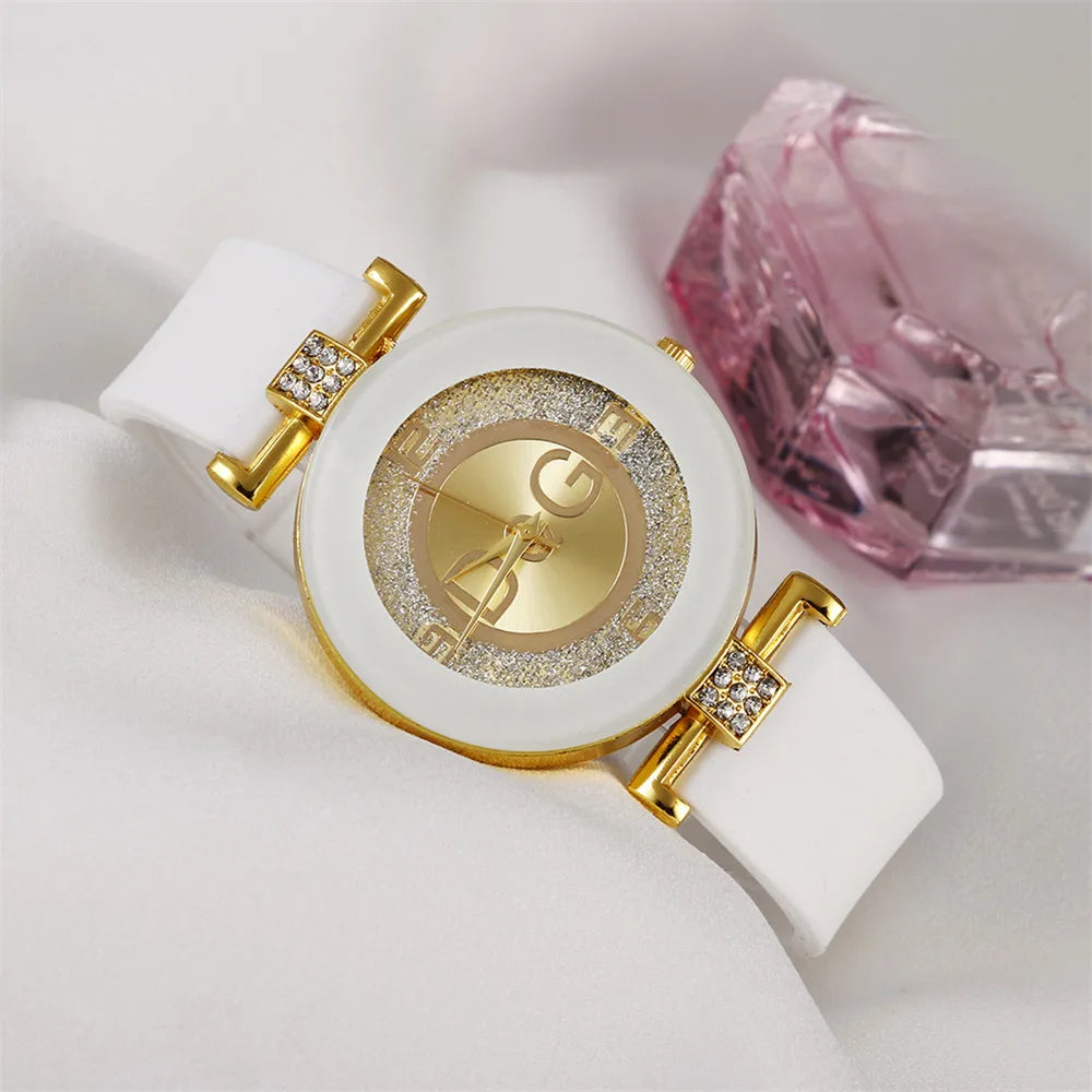 Reloj de Mujer DQG con Correa de Silicona y Detalles de Strass