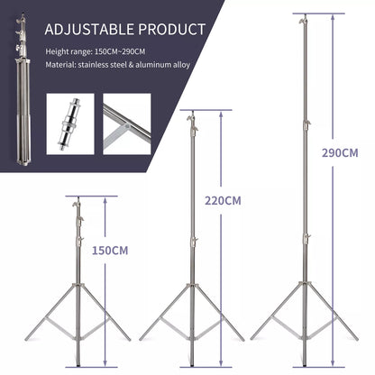 Soporte de Luz de Acero Inoxidable SH de 2,8m: Resistente, Ajustable y Portátil 📸