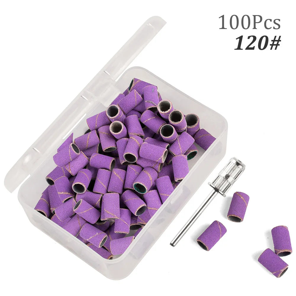 100pcs 80''/120''/180" Nail Art Sanding Bands Gel Polish Remover Tool Accessory for Electric Nail Machine Nail Drill Bits