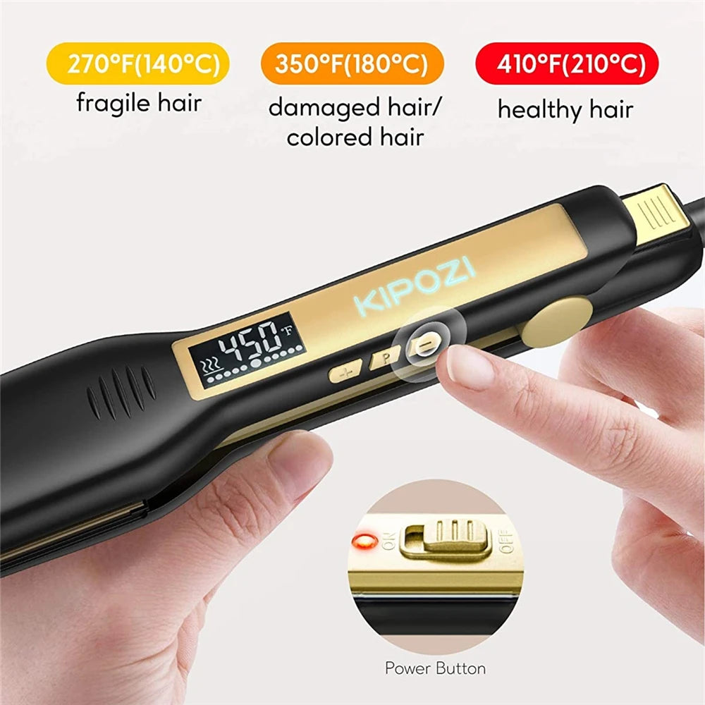 Plancha de Pelo Profesional KIPOZI 2023: Titanio de Alta Calidad con Pantalla LCD Dual Voltage