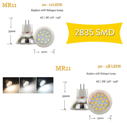 Focos LED mini Spotlight MR11 GU4 de RANPO - Brillo Intenso y Ahorro de Energía