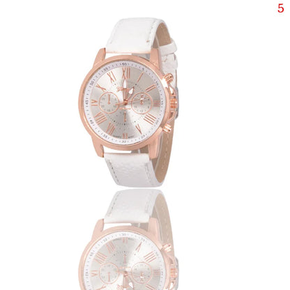 Reloj de Cuero Naranja con Dial de Aleación e Números Romanos - Lover Stand H07