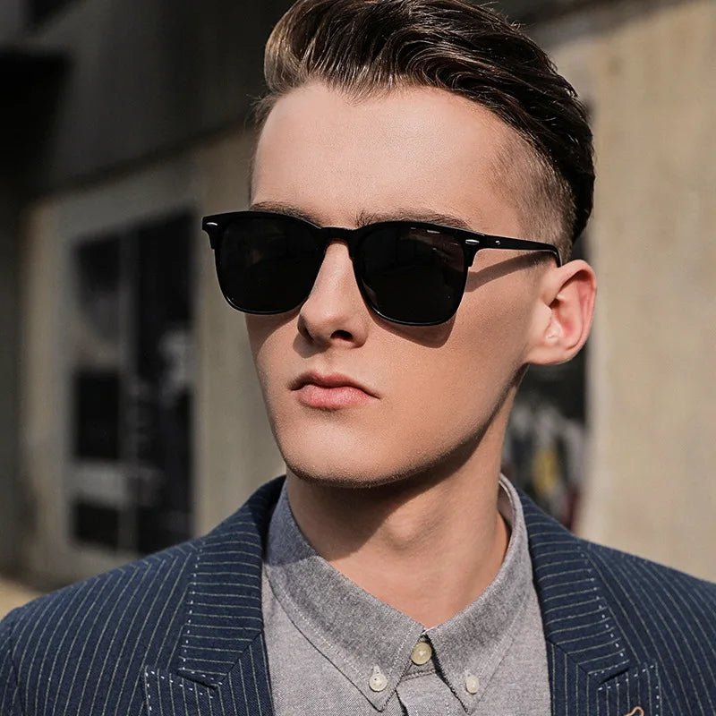 ZXWLYXGX Polarized Sunglasses Men 2021 Retro Mirror Square Sunglasses Vintage Anti-Glare Driver's Sun Glasses For Men Oculos