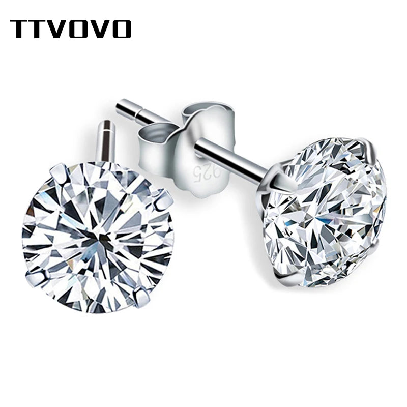 Pendientes de Plata de Ley 925 con Circonias Cúbicas AAA y Piedra Natal de la Suerte por TTVOVO 🌟