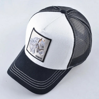 Gorra de Béisbol de Malla Transpirable con Bordado de Caballo