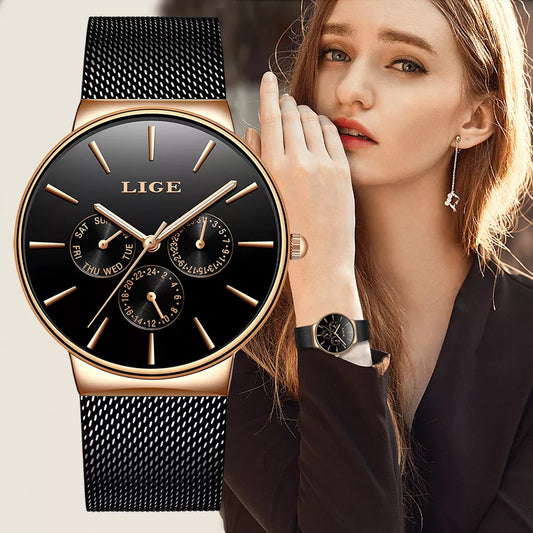 Reloj de Lujo para Mujeres LIGE Classic Oro Rosa - Elegancia y Versatilidad