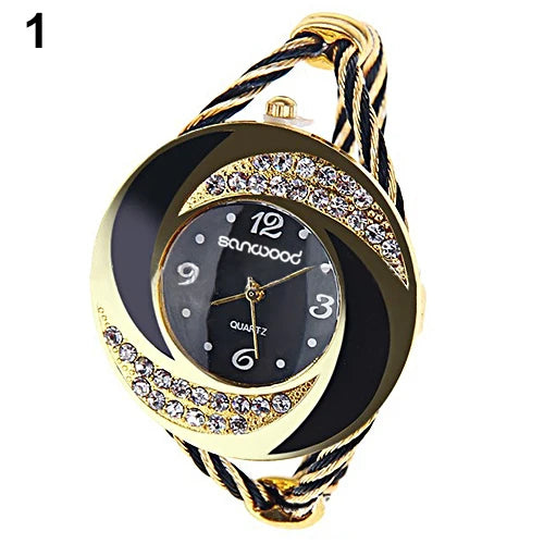 Reloj Pulsera Mujer Remolino Estrás Oro 🌟