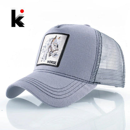 Gorra de Béisbol de Malla Transpirable con Bordado de Caballo