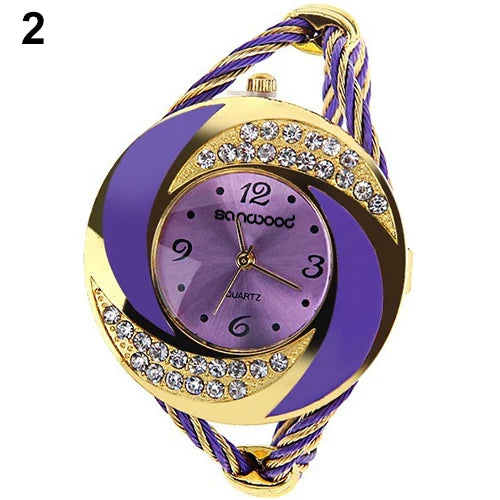 Reloj Pulsera Mujer Remolino Estrás Oro 🌟