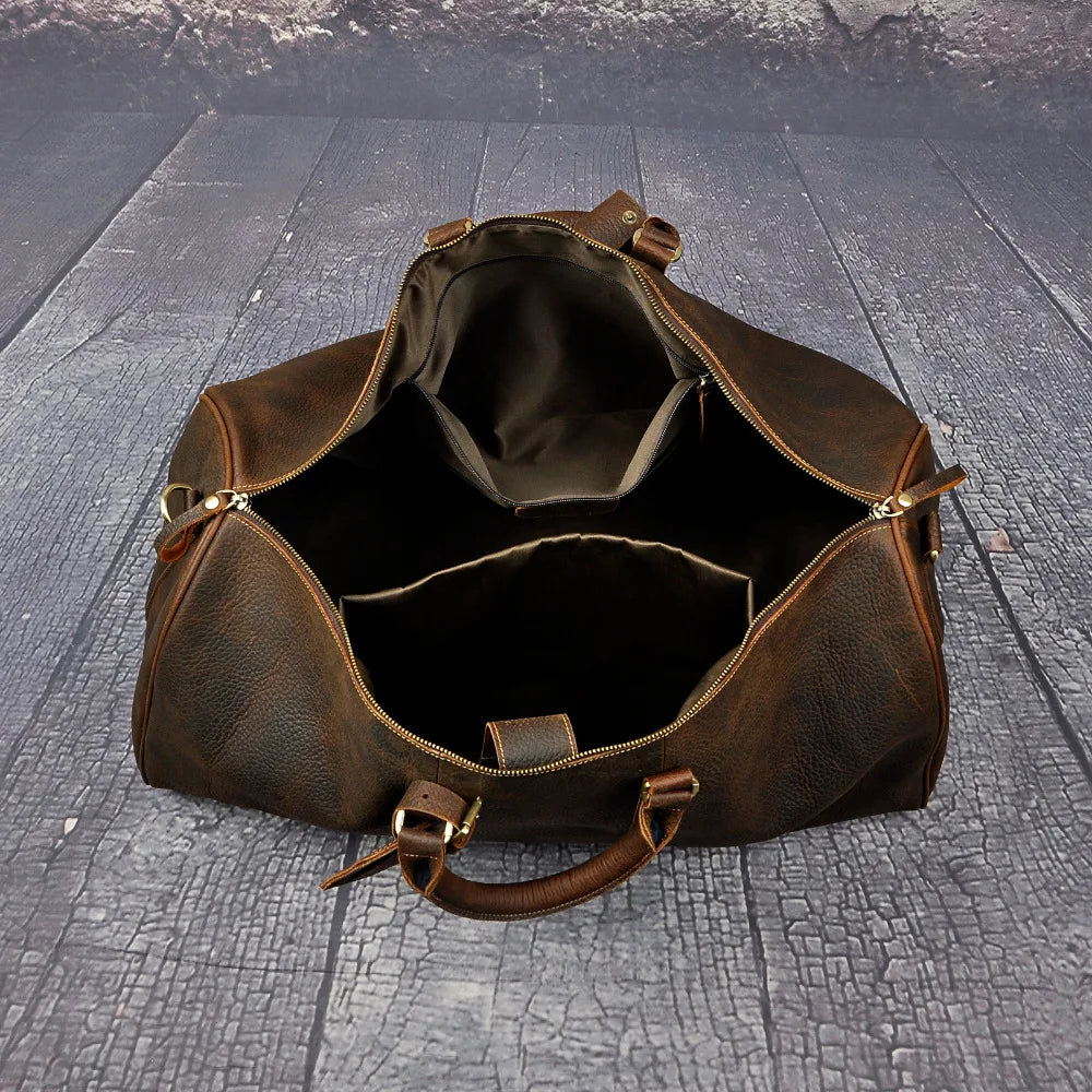 Mochila Duffle de Cuero Genuino Vintage 3264: Elegancia en tus Viajes