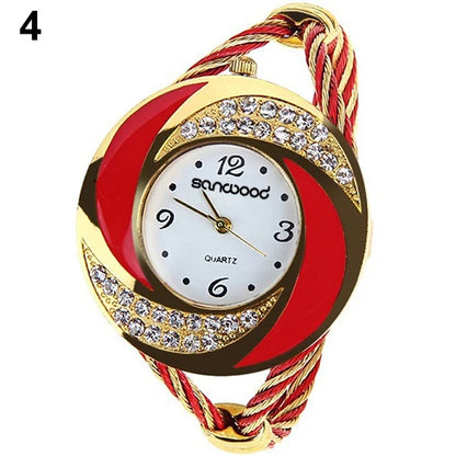 Reloj Pulsera Mujer Remolino Estrás Oro 🌟