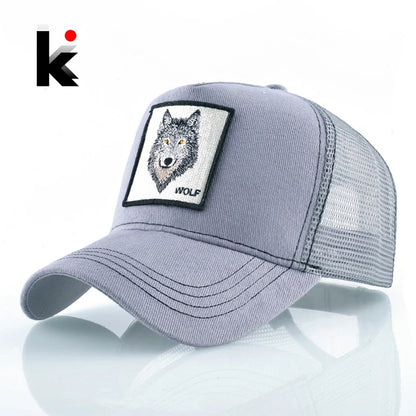 Gorra Trucker Snapback de Moda con Bordado de Lobo 🧢