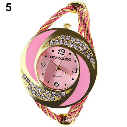 Reloj Pulsera Mujer Remolino Estrás Oro 🌟