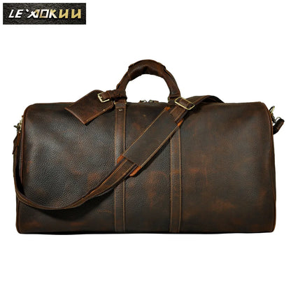 Mochila Duffle de Cuero Genuino Vintage 3264: Elegancia en tus Viajes