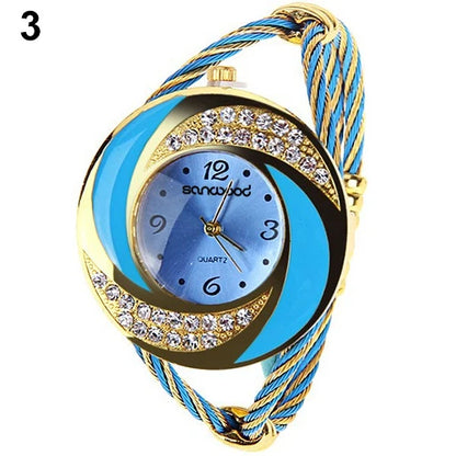 Reloj Pulsera Mujer Remolino Estrás Oro 🌟