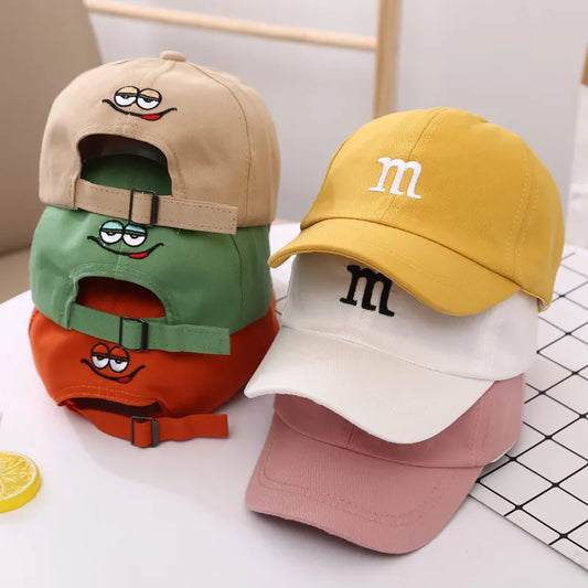 Gorra de Béisbol Infantil con Letra "M" Bordada - Protección Solar y Ajustable para Niños de 1-15 Años