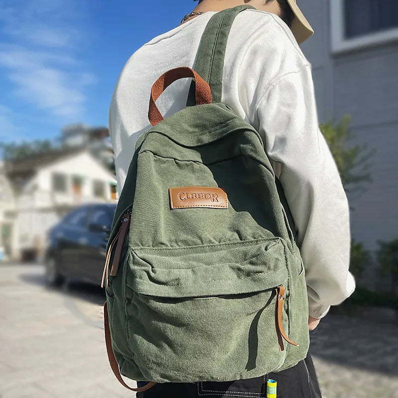 Mochila Verde Canvas Estilo Cool - Envío Rápido y Duradero - ¡Destaca en Estilo y Funcionalidad!