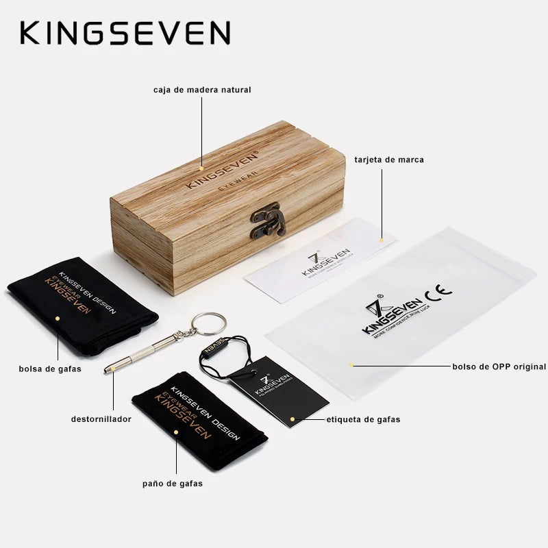 Gafas de Sol de Madera KINGSEVEN: ¡Estilo Natural y Protección UV! 🌿🔥