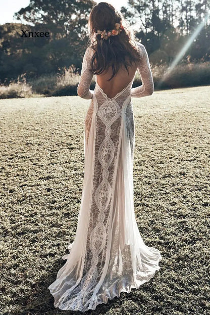 Vestido Maxi de Encaje Hueco Xnxee: Elegancia Bohemia en tu Evento Especial 🌟