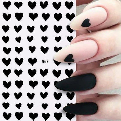 Pegatinas de Uñas 3D Corazón Negro Autoadhesivas 🌟