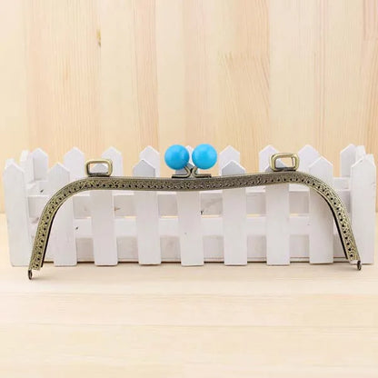 1PCS 8.5 26cm Candy Bead M Shape Embossed Antique Bronze Big Metal Purse Frame Bag kiss clasp Handle DIY Accessories