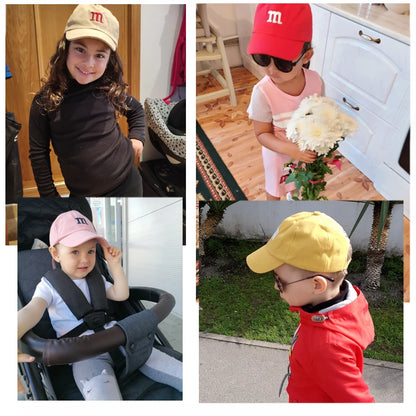 Gorra de Béisbol Infantil con Letra "M" Bordada - Protección Solar y Ajustable para Niños de 1-15 Años