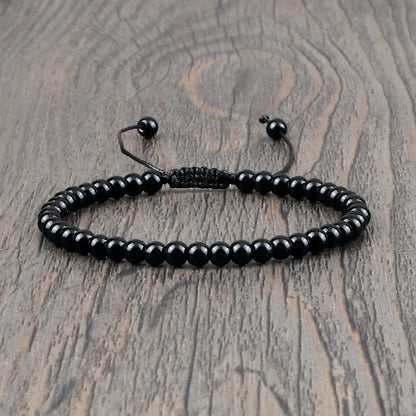 Pulsera de Ónix Negro Hecha a Mano con Cuentas Naturales