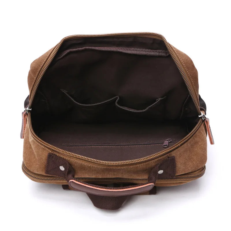 Mochila de Lona Vintage para Hombres de Alta Capacidad