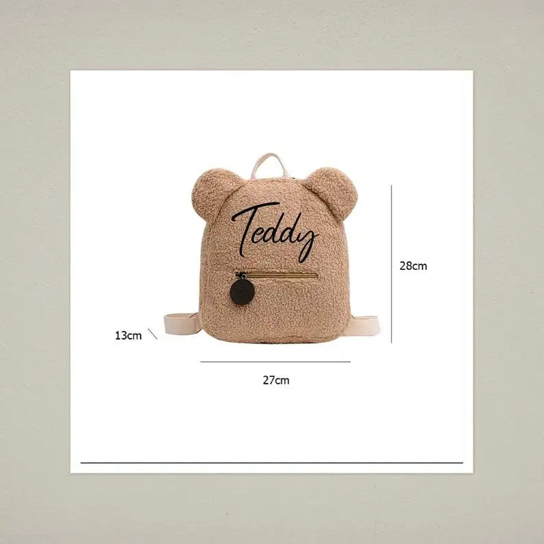 Personalised Bear Backpacks Custom Name Portable Children Travel Shopping Rucksacks Women's Cute Bear Shaped Shoulder Backpack