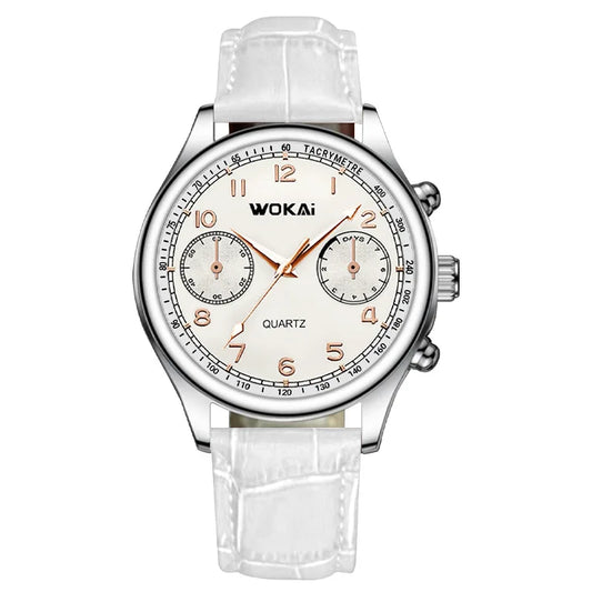 Reloj Deportivo Blanco WOKAI para Hombres con Cuero Casual