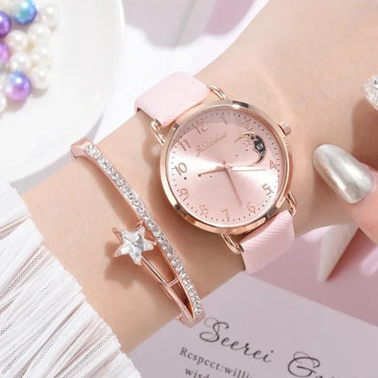 Reloj de Mujer Blanco de Cuero de MOONBIFFY