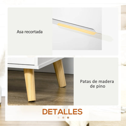 Mesita de Noche HOMCOM con 2 Cajones y Patas de Madera - Estilo Moderno y Funcional