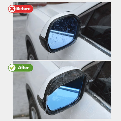 ¡Protector de Visera de Sol de Fibra de Carbono con Espejo Retrovisor para Coche: Claridad y Estilo en la Lluvia! 🚗✨