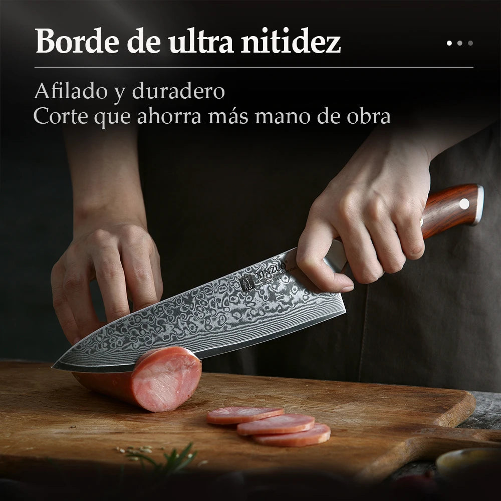 Set de Cuchillos de Chef XINZUO Forjado Japonés en Acero de Damasco 🔪