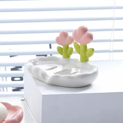 Portasahumerios Floral Creativo Auto-drenante Anti-deslizante - ¡Adorna tu baño con estilo! 🌸