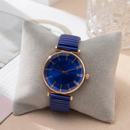 Reloj de Cuarzo para Mujer de DQG: Elegancia en Azul con Correa de Acero Inoxidable